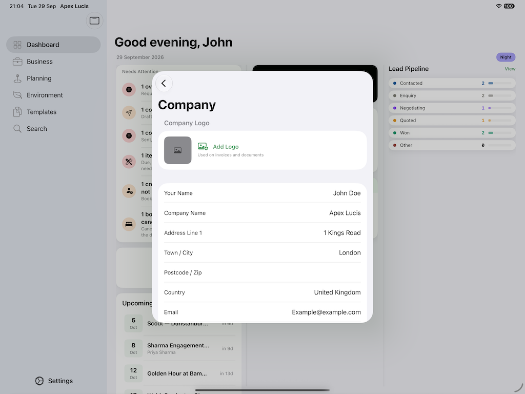 Company Settings